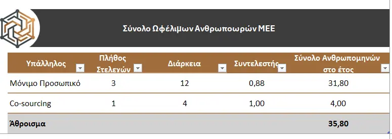 Υπολογισμός ωφέλιμων ανθρωπομηνών στο AuditMaster Pro