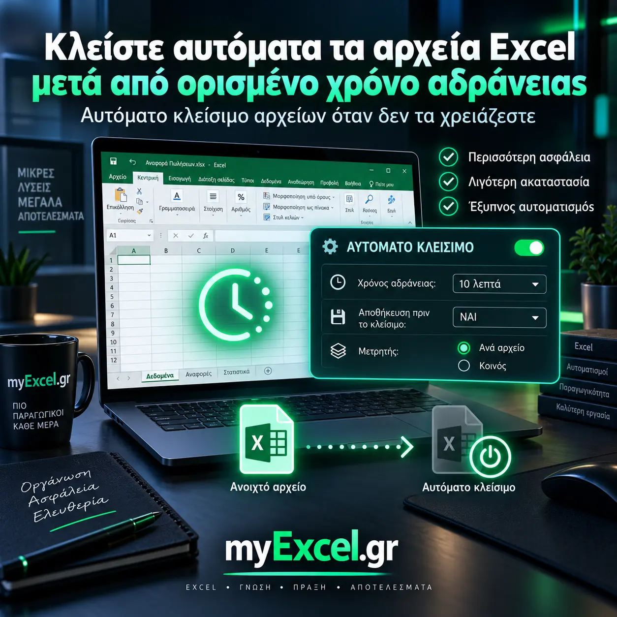 Κλείστε αυτόματα τα αρχεία Excel μετά από ορισμένο χρόνο αδράνειας | Εφαρμογή Excel για Επιχειρήσεις